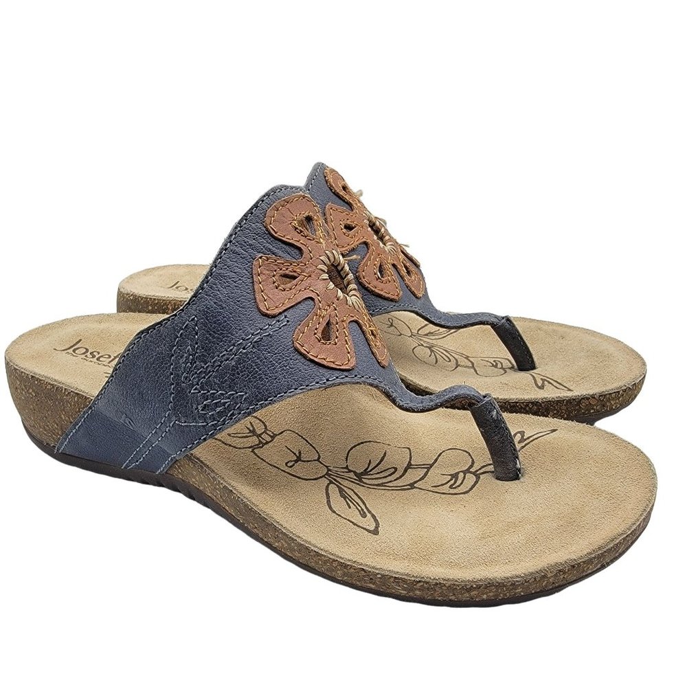 Josef Seibel Natalya 09 Womens Size 6 EU 36 Floral Wedge Thong Sandal